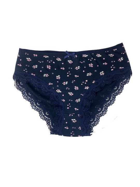 S1502 Βαμβακερά Damen Slip MultiPack mit Spitze Multicolored