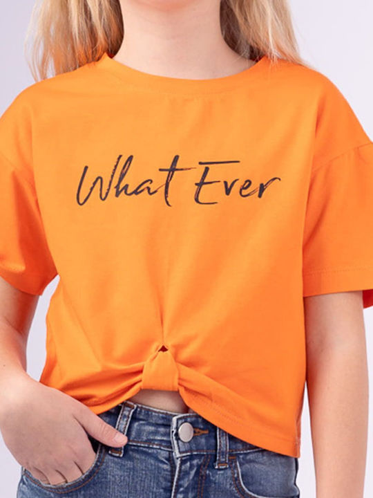 Παιδικό Crop Top Κοντομάνικο Πορτοκαλί Whatever