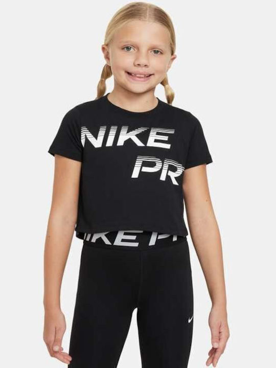 Kids' Crop Top Dri-Fit Short Sleeve Black Pro Dri-fit