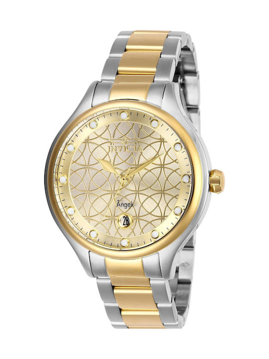 Invicta Γυναικείο Ρολόι 38mm Μπαταρίας με Χρυσό Μεταλλικό Μπρασελέ