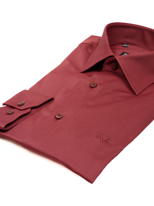 Long-sleeved Cotton Shirt Bordo