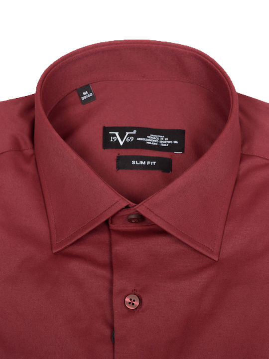 Long-sleeved Cotton Shirt Bordo