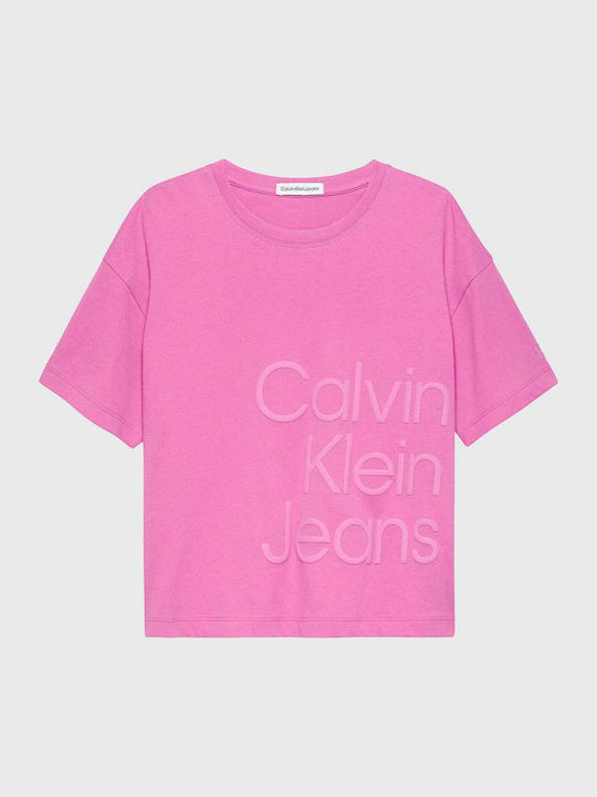 Kinder-T-Shirt Fuchsie Logo