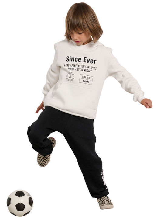 Fleece Kids Sweatshirt with Hood and Pockets Ecru Since Ever Minime