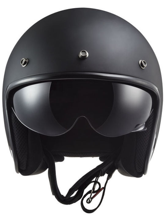 LS2 Bob Solid OF601 Black Matt Κράνος Μηχανής Jet ECE 22.05 1150gr με Sunvisor
