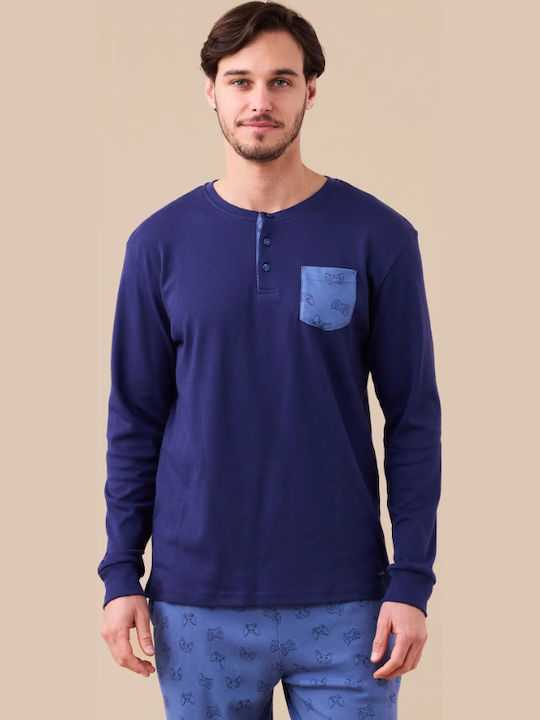 Noidinotte Men's Winter Pajamas Set Blue/raf