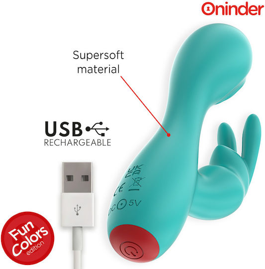 Oninder Cute Mini Δονητής Rabbit με Απομακρυσμένο Έλεγχο 3cm Τιρκουάζ