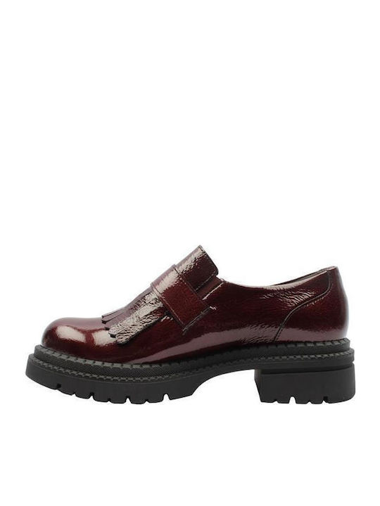 Leather Women's Loafers in Burgundy Color