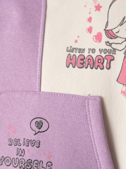Kids Sweatpants Set Purple 2pcs