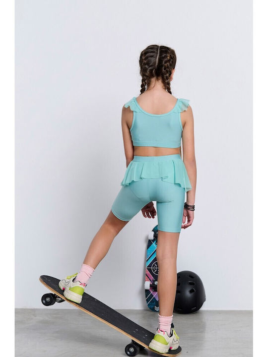 Kids Legging Sports Short Turquoise Pill