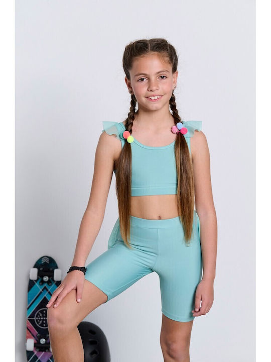 Kids Legging Sports Short Turquoise Pill