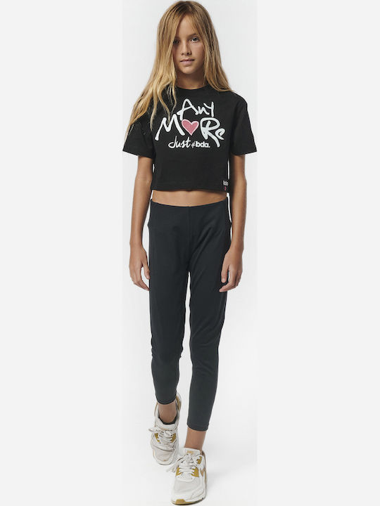 Kinder Leggings Sport Zerschnitten Schwarz