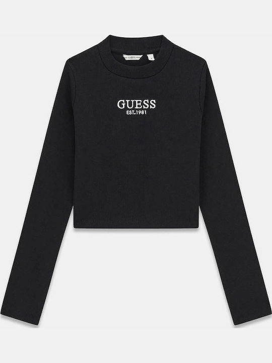 Παιδικό Crop Top Μακρυμάνικο Μαύρο
