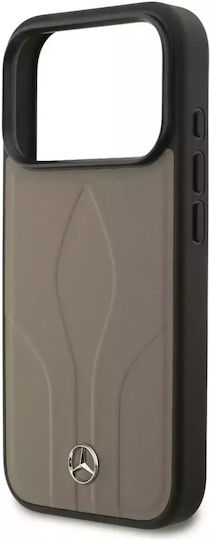 Mercedes-Benz Umschlag Rückseite Leder / Kunststoff / Silikon Braun (iPhone 17 Pro)