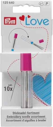Set 10 Embroidery Needles Various Lengths Compact Case Prym Love