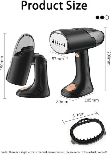 132633 Aparat de călcat cu abur pentru haine de Mână 1500W cu rezervor 138ml Negru