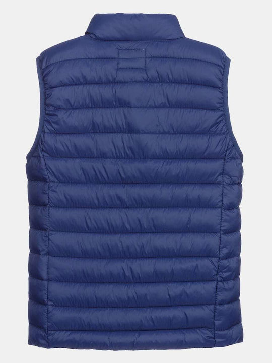Kids' Quilted Jacket Sleeveless Short Blue