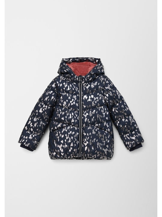 Kids' Quilted Jacket Short with Lining & Hood Blue
