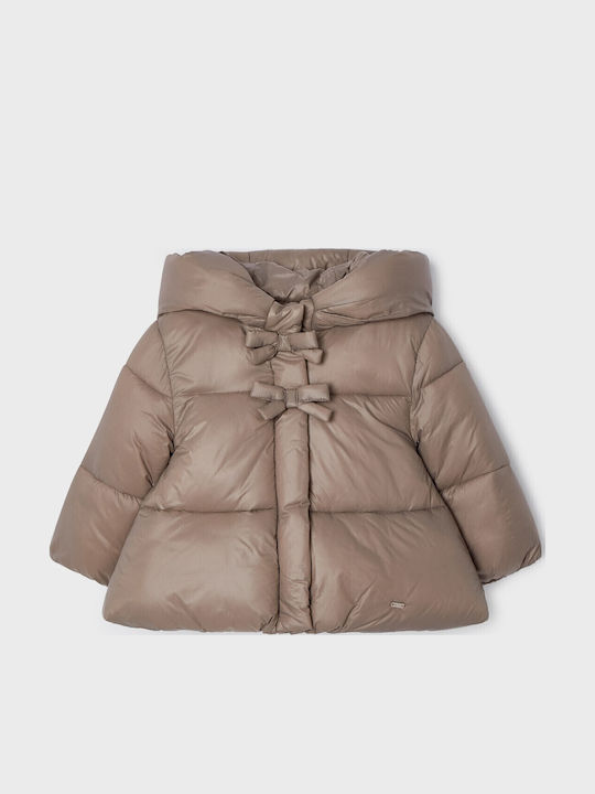 Ecofriends Kids Quilted Short Jacket with Hood Brown