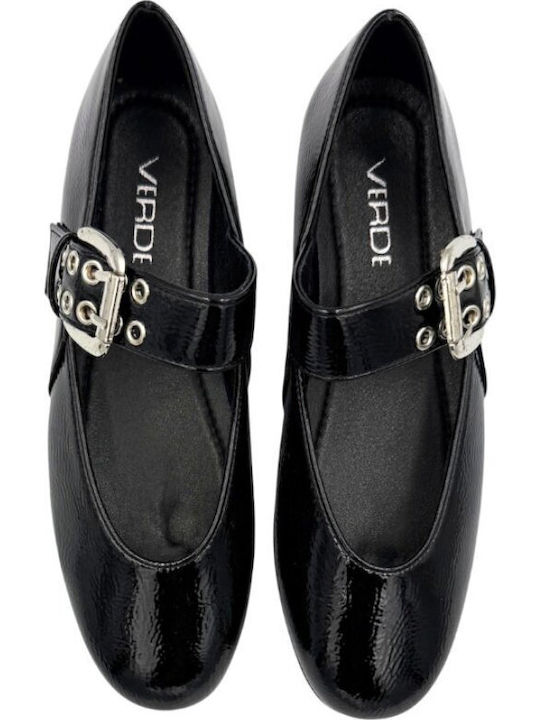 Anatomic Patent Leather Ballerinas With strap Black