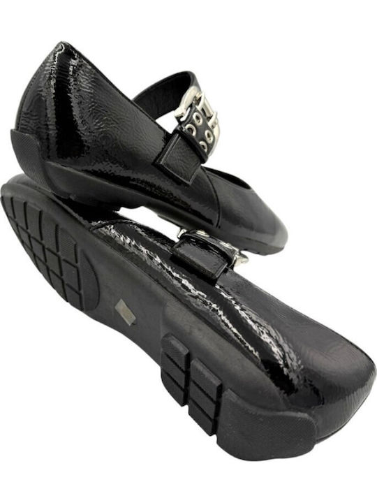 Anatomic Patent Leather Ballerinas With strap Black