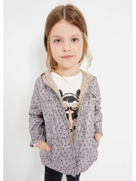 Kids' Casual Jacket Short Windproof Double Sided with Hood Beige
