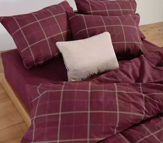 Nef-Nef Homeware Комплект Плик за Завивка Фланелен Единичен с Калъфка 160x230 Monη Bordo
