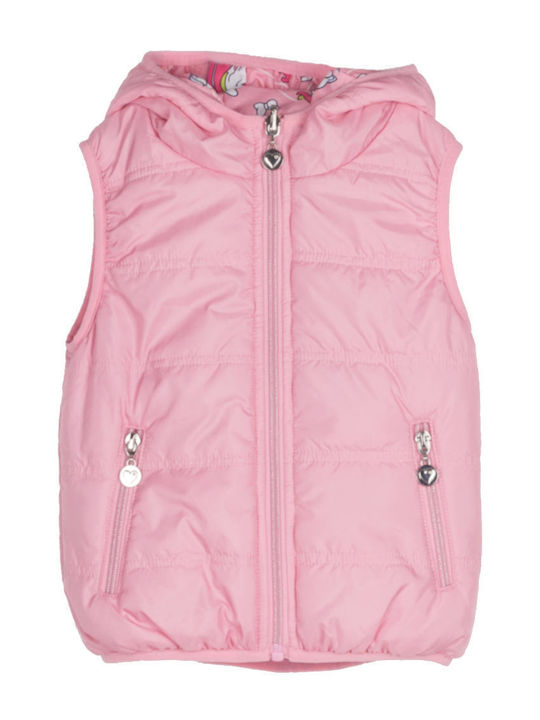 Kids' Casual Jacket Sleeveless Double Sided with Hood Pink