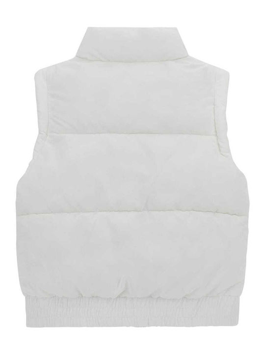 Kids' Quilted Jacket Sleeveless Short White
