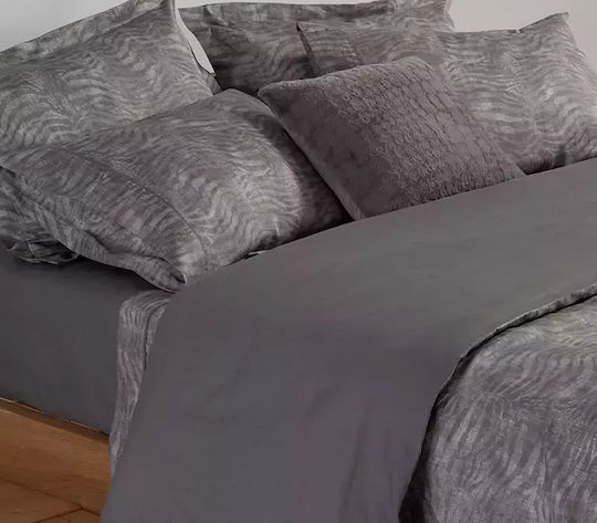 Nef-Nef Homeware Σετ Παπλωματοθήκη Βαμβακερή Υπέρδιπλη με 2 Μαξιλαροθήκες 240x230cm Grey Grey Grey