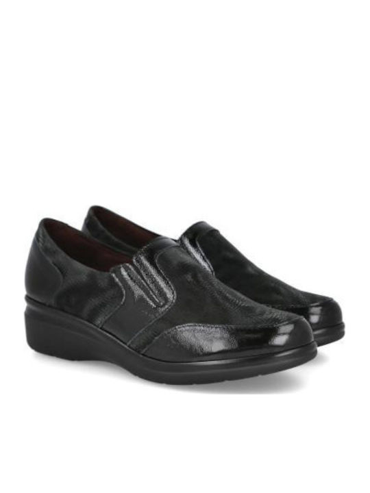 Ανατομικά Γυναικεία Slip-On Δερμάτινα Μαύρα
