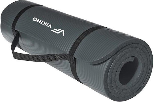 Viking Black Exercise Mat with Carry Strap (180x60x1.5cm)