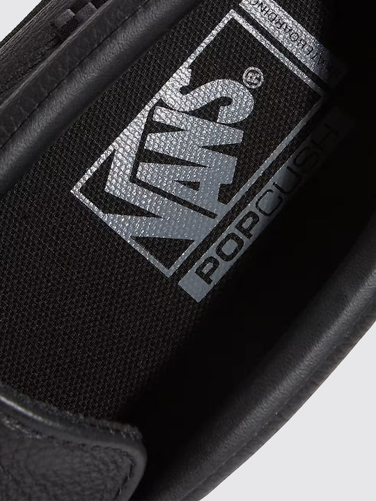 Skate Skate Γυναικεία Slip-On Δερμάτινα Μαύρα