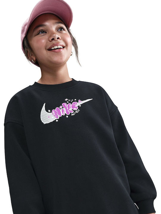 Fleece Παιδικό Φούτερ Μαύρο Sportswear Club