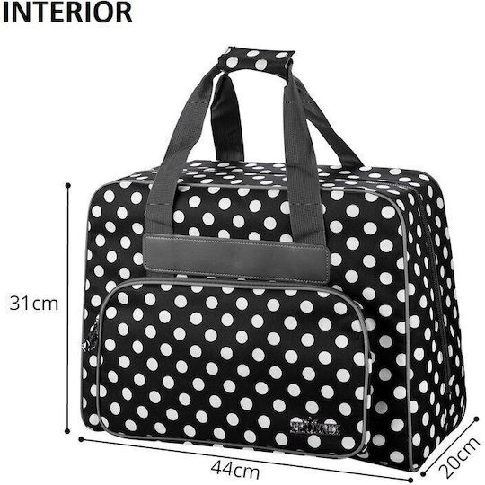 Geantă Pentru Depozitarea Și Transportul Mașinilor De Cusut Dimensiuni 45x31x20cm Negru Phoenix Cu Buline