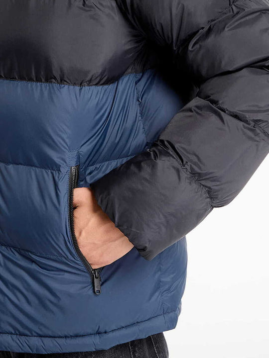 Μπουφάν Puffer Αδιάβροχο Μαύρο, Navy Μπλε