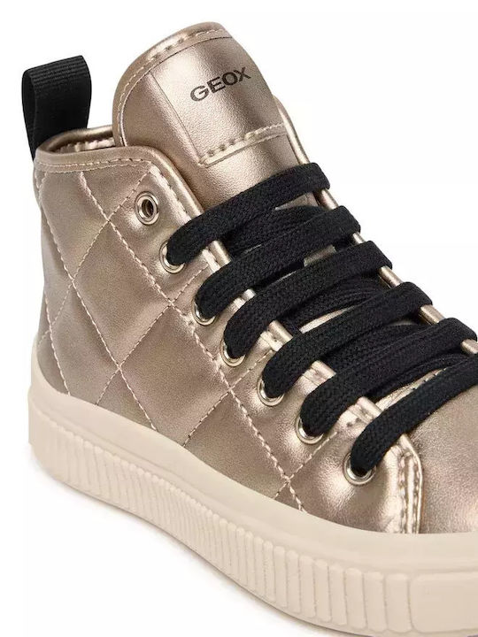 Laquinny Leather Kids Ankle Boots with Zipper Gold