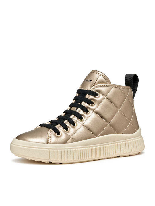 Laquinny Leather Kids Ankle Boots with Zipper Gold