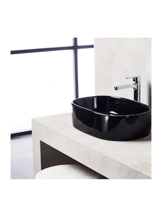 Tema Einbau Badezimmerwaschbecken Porzellan 55x35x14cm Schwarze