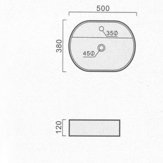 Ceramita F006 Countertop Sink Porcelain 65x43x14cm White