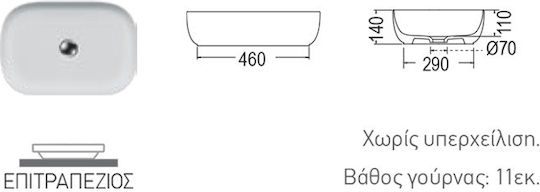 Scarabeo Glam Countertop Sink Porcelain 56x39cm Glossy Peach