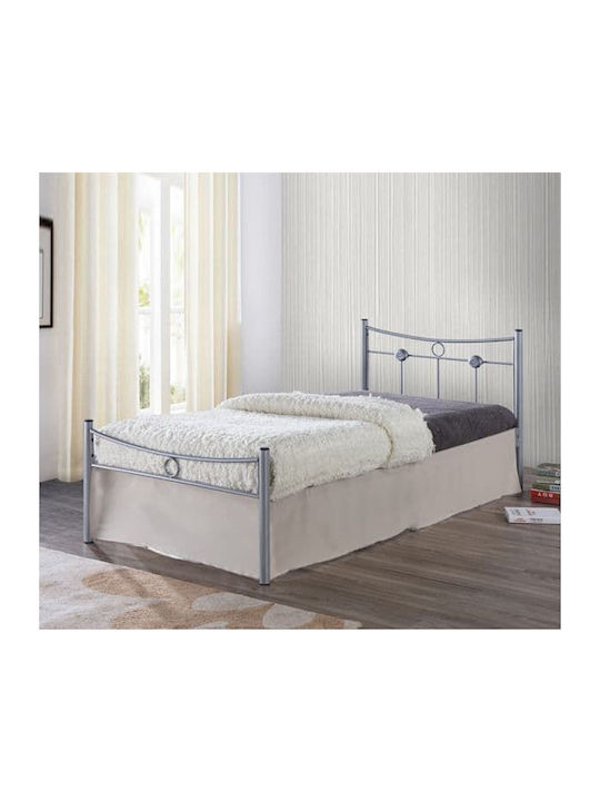 Dugan Bett Einzel Metallisch Silber Für Matratze 90x200cm E8068,1