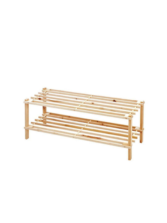 Shoe Organizer with 2 Shelves Natural 74x26x30cm