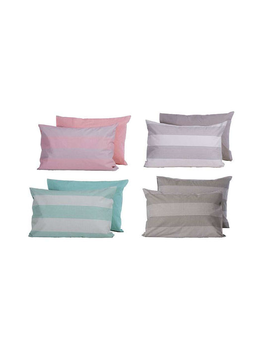 Nef-Nef Homeware Bamb.casual Stripe Μαξιλαροθήκη με Φάσα D.grey 52x72εκ.