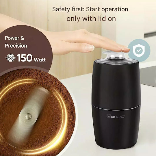 Clatronic Ηλεκτρικός Μύλος Καφέ 150W με Χωρητικότητα 60gr Μαύρος