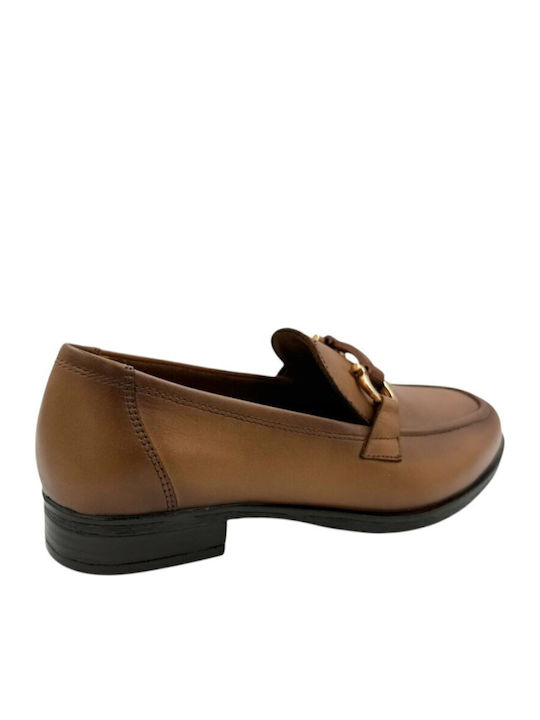 Leather Women's Moccasins in Tabac Brown Color