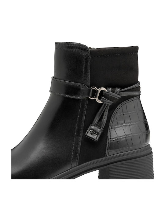 Leder Stiefeletten Damen Schwarz