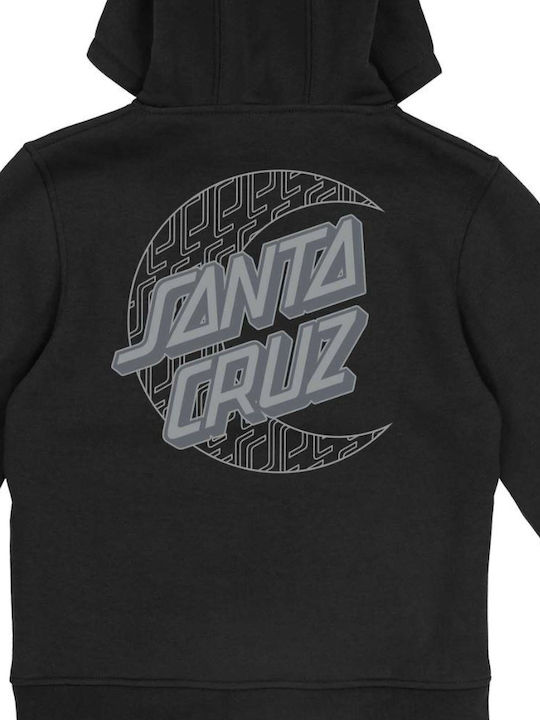 Fleece Επένδυση Παιδικό Φούτερ με Κουκούλα και Τσέπες Black