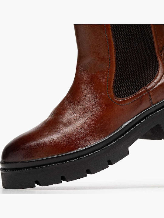 Leather Women's Ankle Boots Tabac Brown