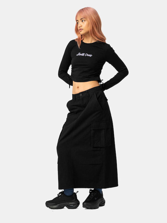 Summer Women's Cotton Blouse Long Sleeve Black